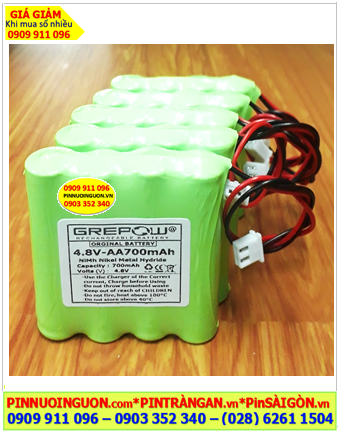 Pin sạc 4.8v-AA700mAh, Pin sạc chất lượng cao NiMh 4.8v-AA700mAh, Pin sạc công nghiệp NiMh Grepow 4.8v-AA700mAh